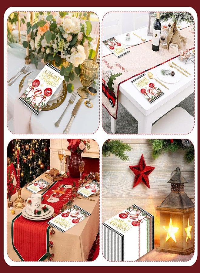 LDFDRT 100 Pcs Christmas Paper Napkins Disposable Flower Guest Dinner Napkins Bathroom Decorative Paper Hand Towels Decorative For Wedding Bridal Baby Shower Tea Party Birthday,4.3 X 7.9 Inch - Image 2